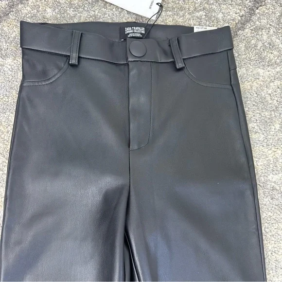 ZARA faux leather Legging Collection high rise black XS rock matrix goth metal - Picture 4 of 16